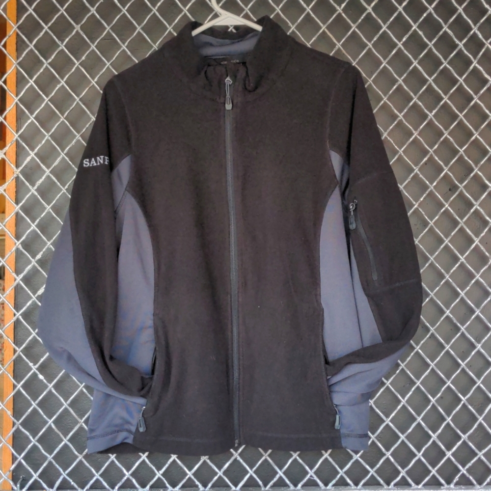 Black & gray XXL zip up activewear jacket sleeve pocket front zipper pockets